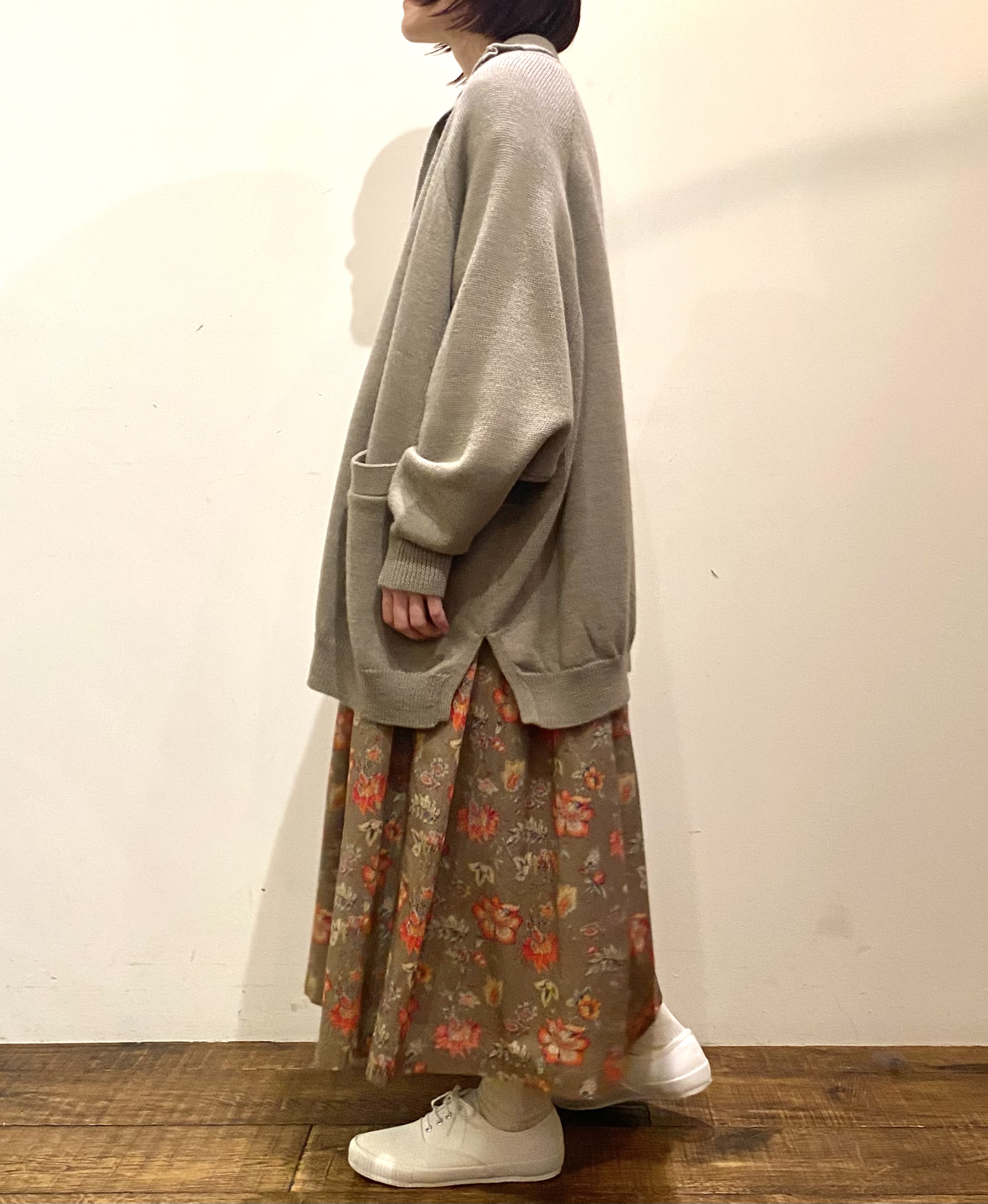 GNSL22703 (カーディガン) 7GG 2PLY PLAIN STITCH COTSWOLDS TURTLE NECK BUTTON LONG CARDIGAN