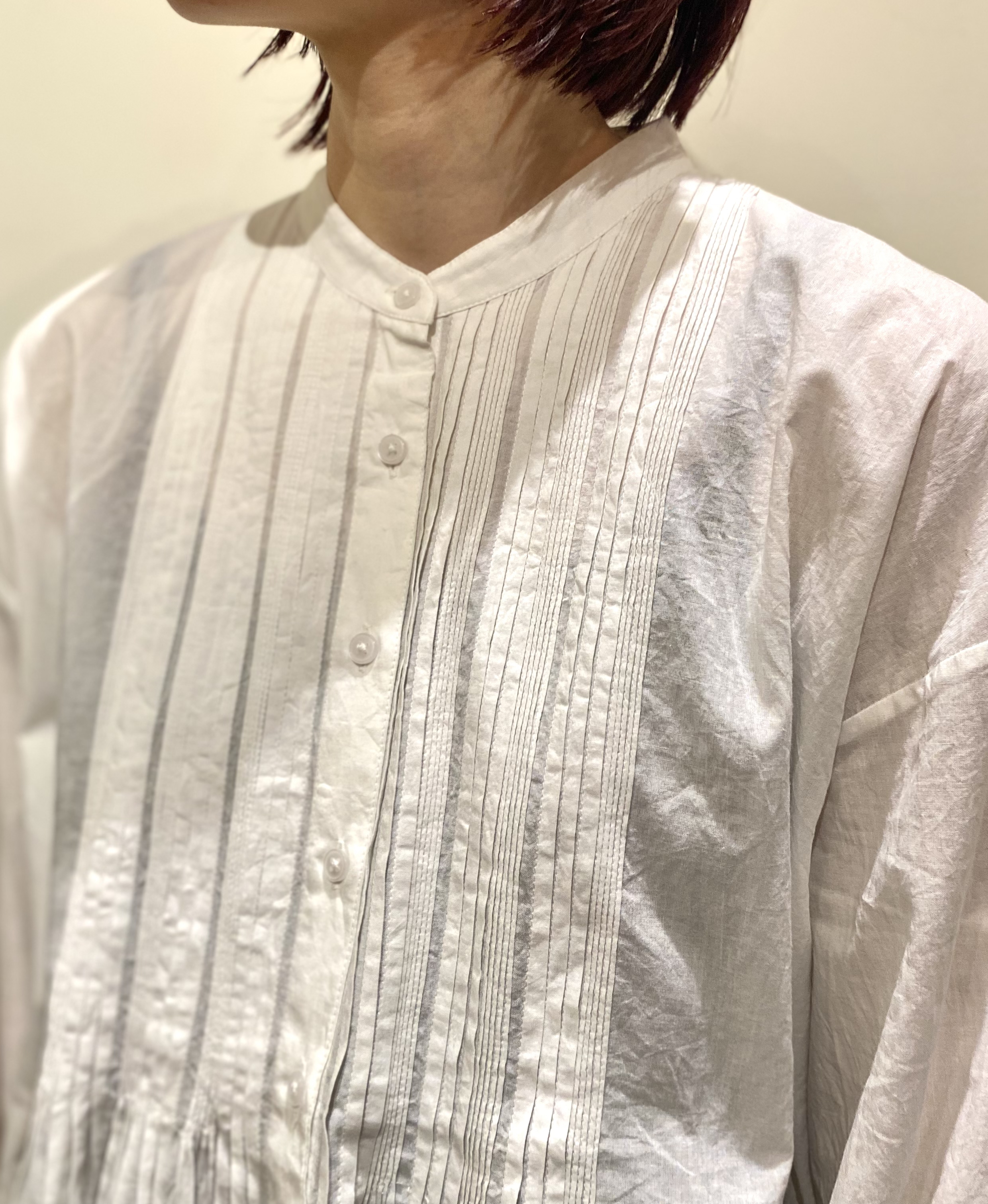 NSL23551 (シャツ) 60s CAMBRIC PLAIN BANDED COLLAR PINTUCK SHIRT