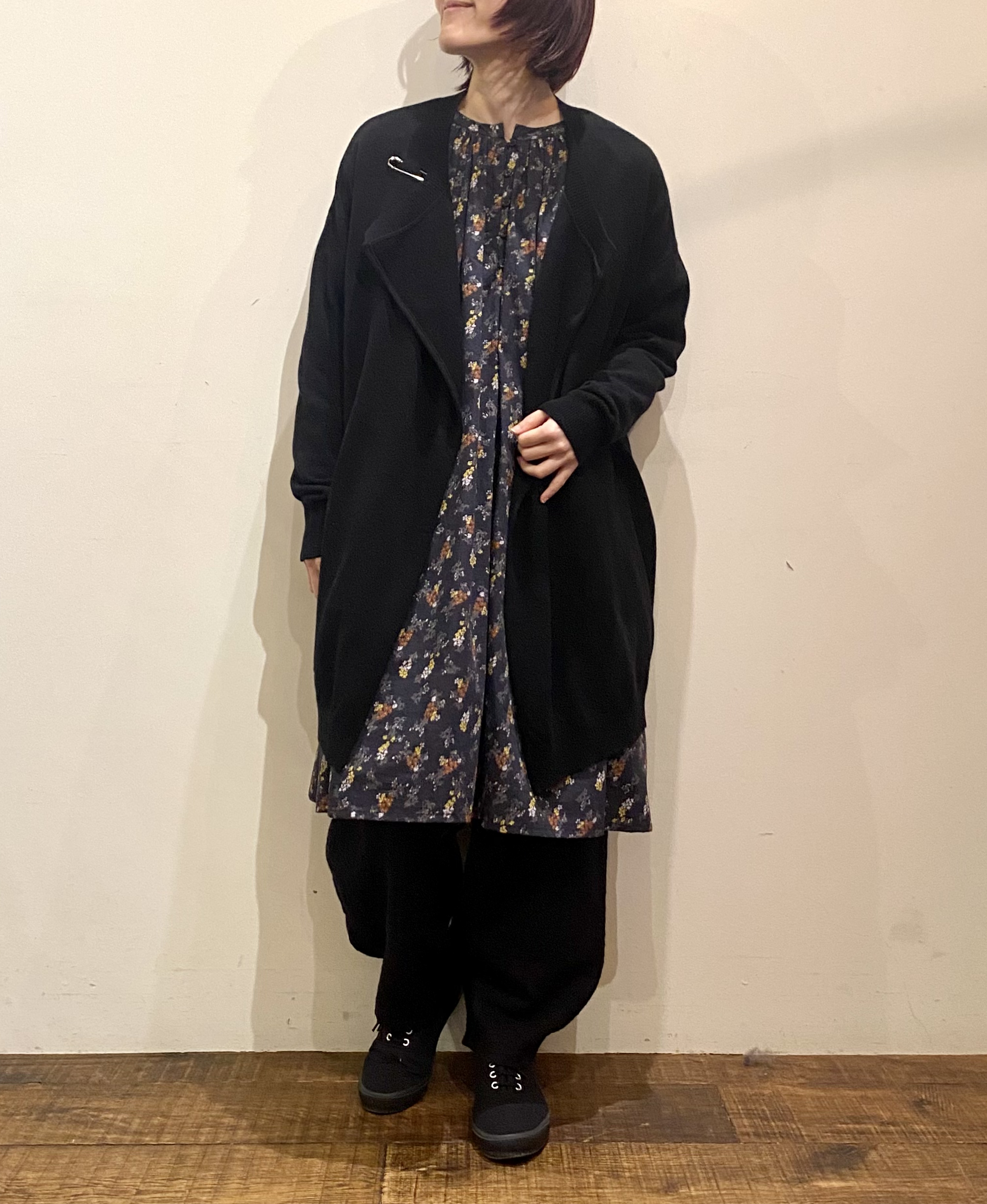 NSL24542(チュニック) 40s POPLIN FLOWER PRINT GATHERED TUNIC