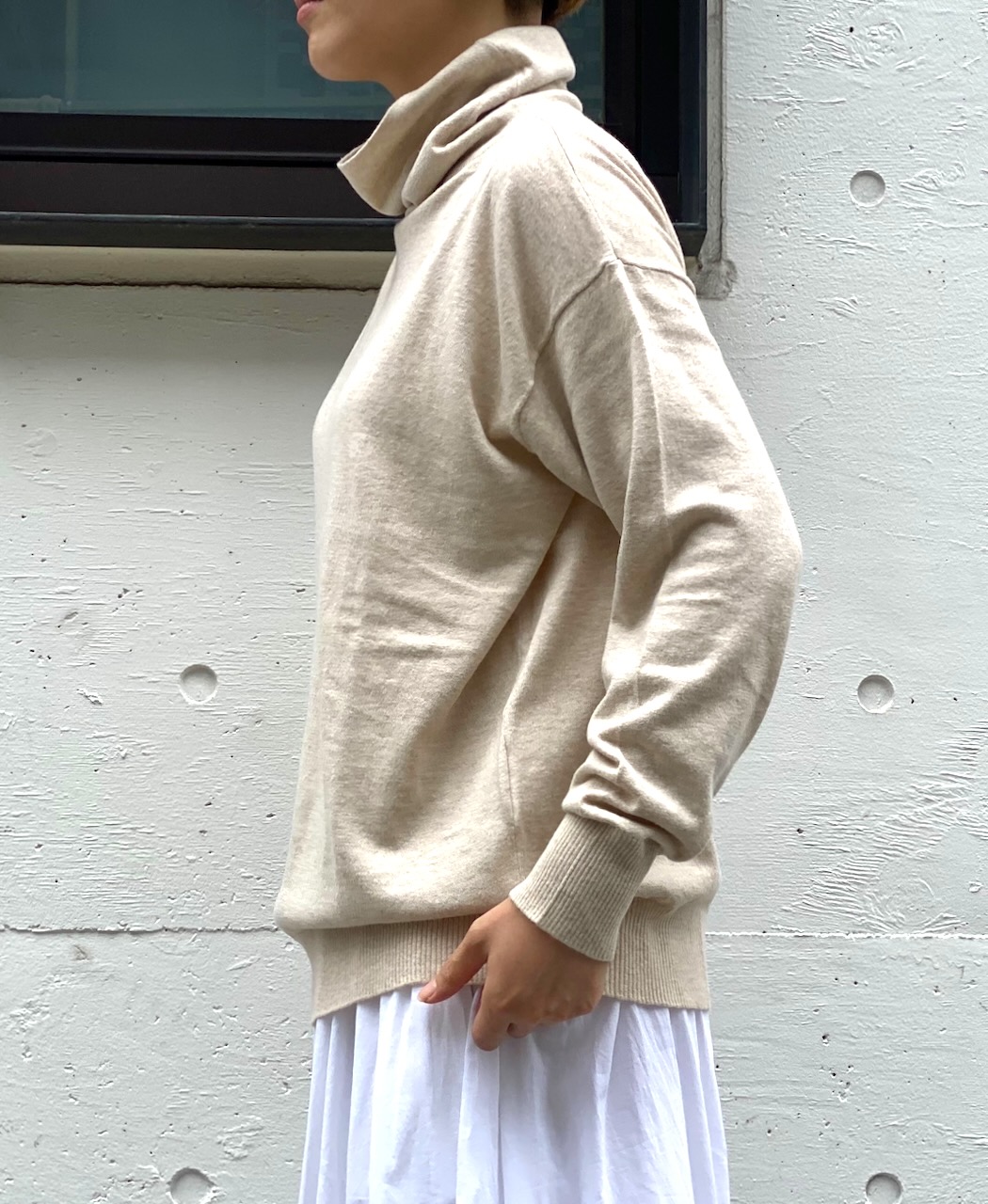 GNSL24541(ニット) 14GG 2PLY COTTON WOOL CASHMERE TURTLE NECK PULLOVER