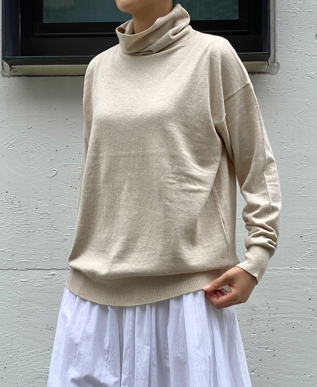 GNSL24541(ニット) 14GG 2PLY COTTON WOOL CASHMERE TURTLE NECK PULLOVER