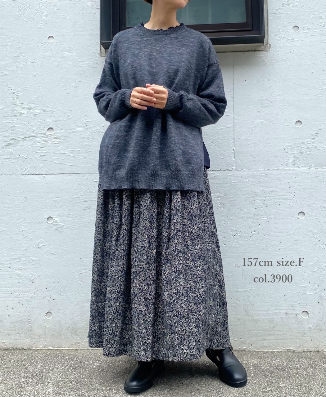 GNSL24521(ニット) 7GG 1PLY SHETLAND WOOL/LINEN CREW-NECK SIDE SLIT PULLOVER