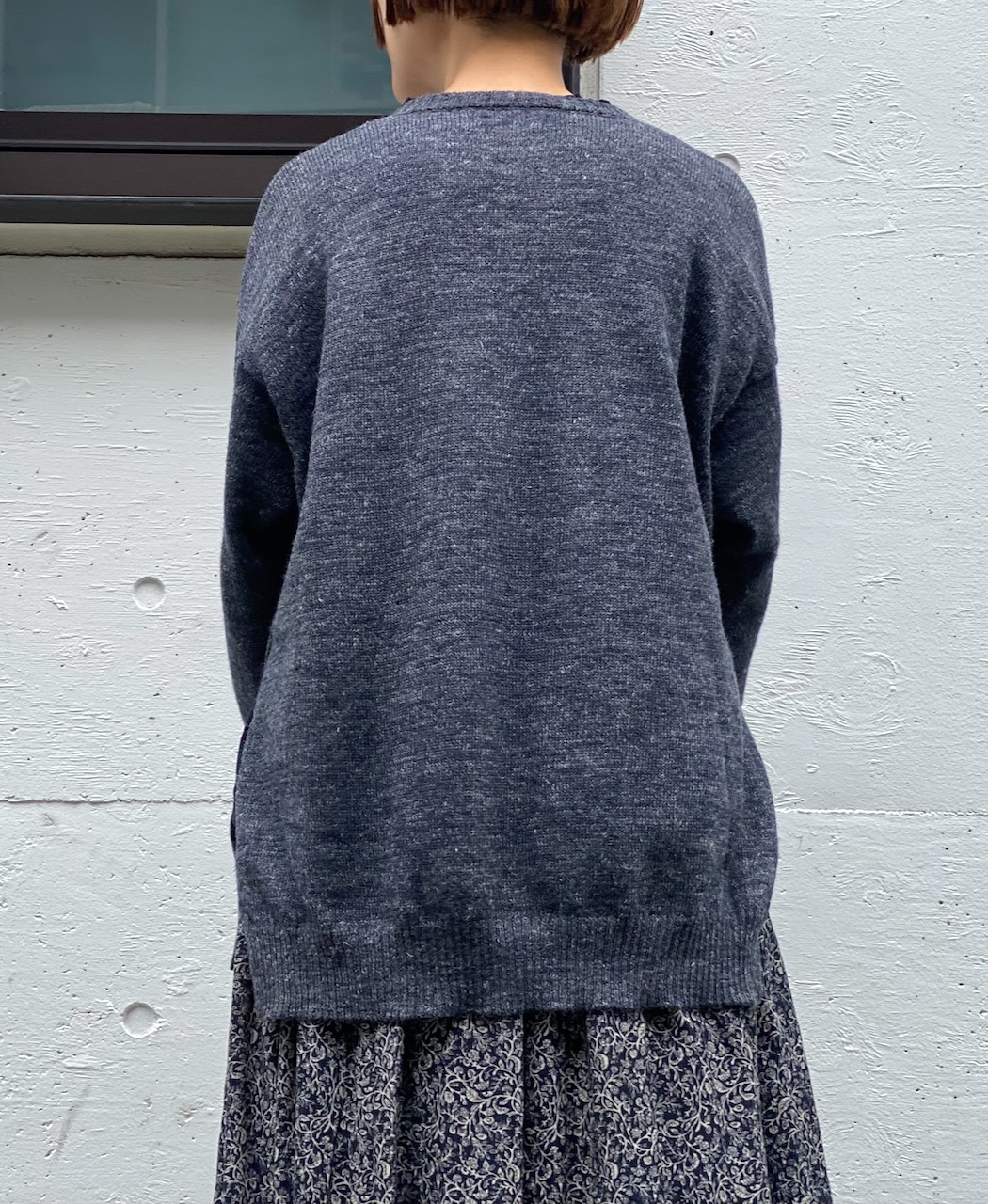 GNSL24521(ニット) 7GG 1PLY SHETLAND WOOL/LINEN CREW-NECK SIDE SLIT PULLOVER