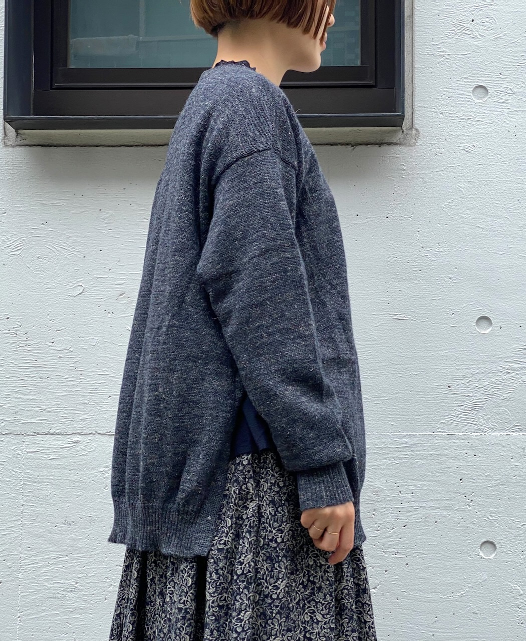 GNSL24521(ニット) 7GG 1PLY SHETLAND WOOL/LINEN CREW-NECK SIDE SLIT PULLOVER