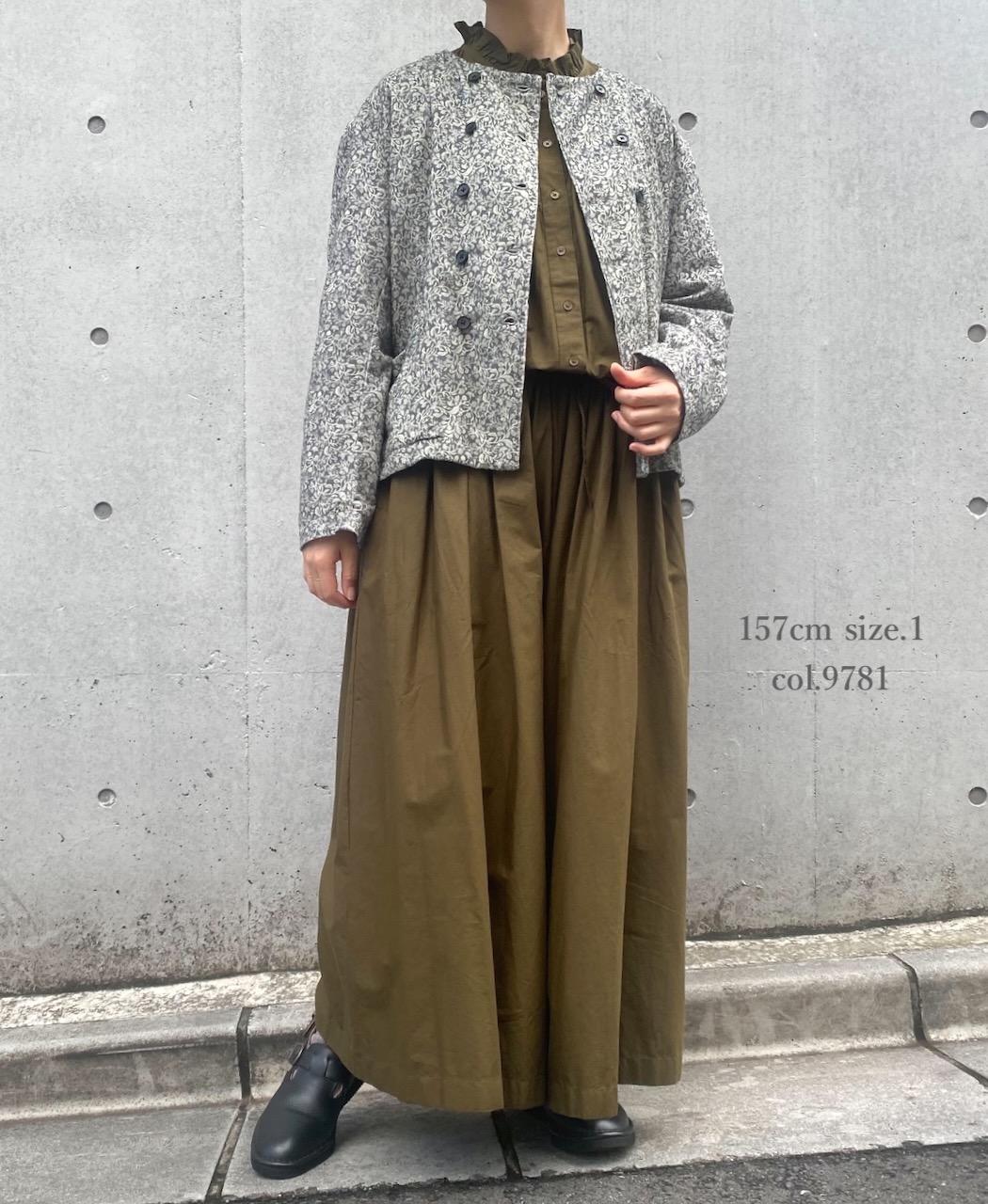 NSL24531(ジャケット) CORDUROY FLOWER PRINT NO COLLAR DOUBLE JACKET