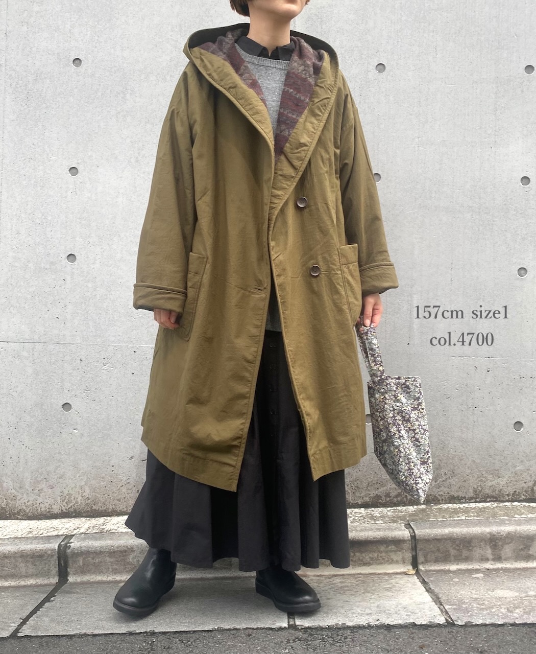 NSL24522(コート) 40s POPLIN PLAIN REVERSIBLE HOODED LONG COAT WITH BELT