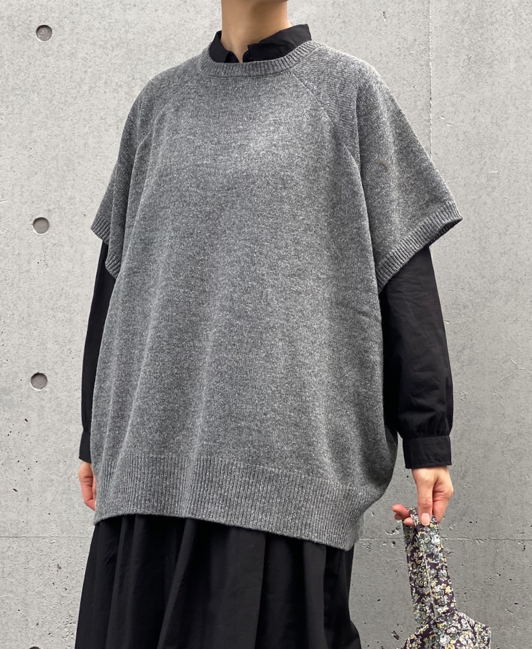 GNSL24513(ニット) 7GG 1PLY WOOL/POLYESTER 2WAY FRENCH/SL CREW-NECK PULLOVER