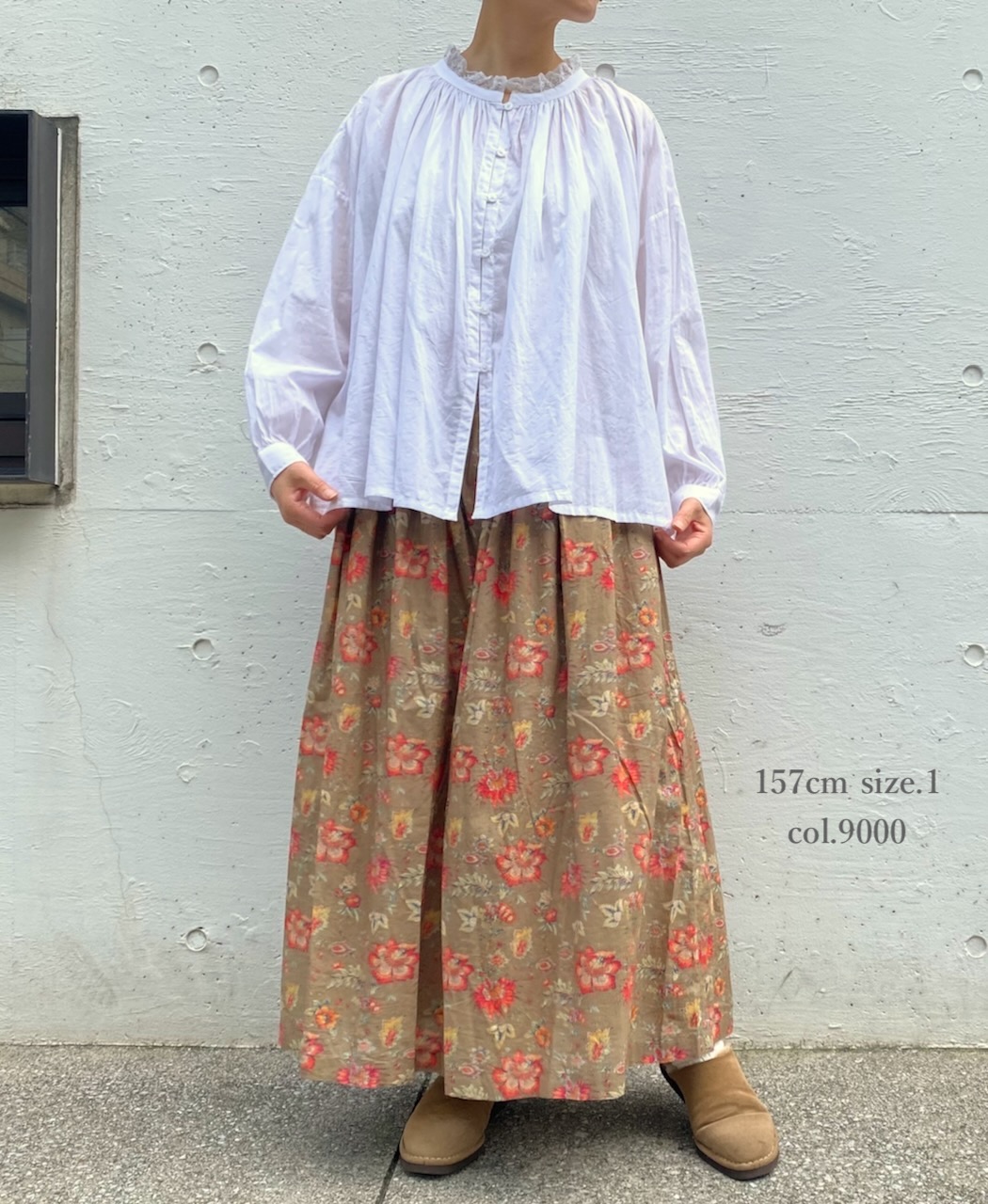 NSL24561(スモック) 60s CAMBRIC PLAIN WITH LACE NECK LACE GATHERED SMOCK