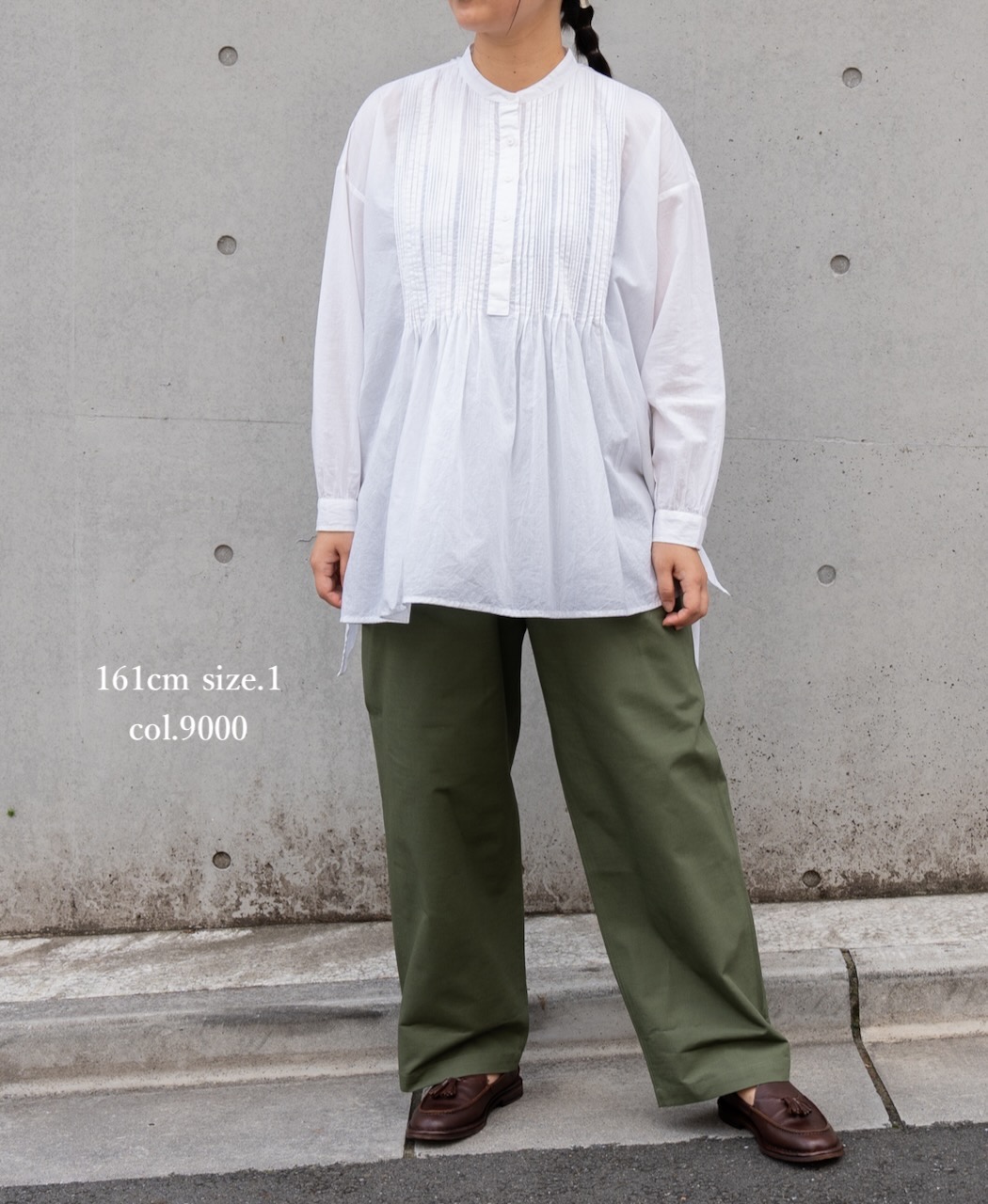 NSL23553 (シャツ) 60s CAMBRIC PLAIN BANDED COLLAR PINTUCK PULLOVER SHIRT