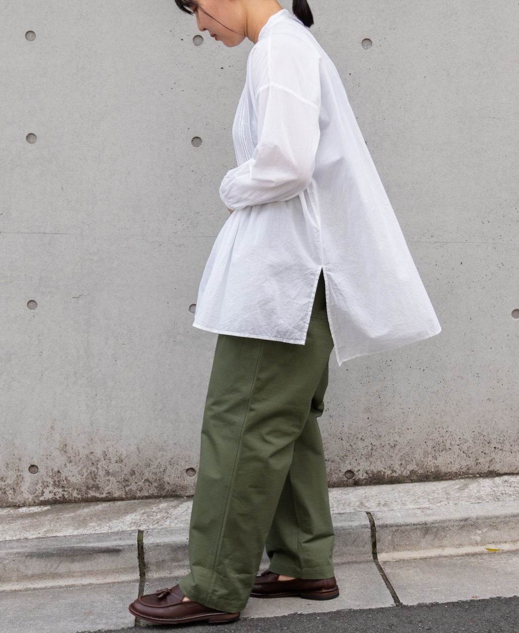 NSL23553 (シャツ) 60s CAMBRIC PLAIN BANDED COLLAR PINTUCK PULLOVER SHIRT