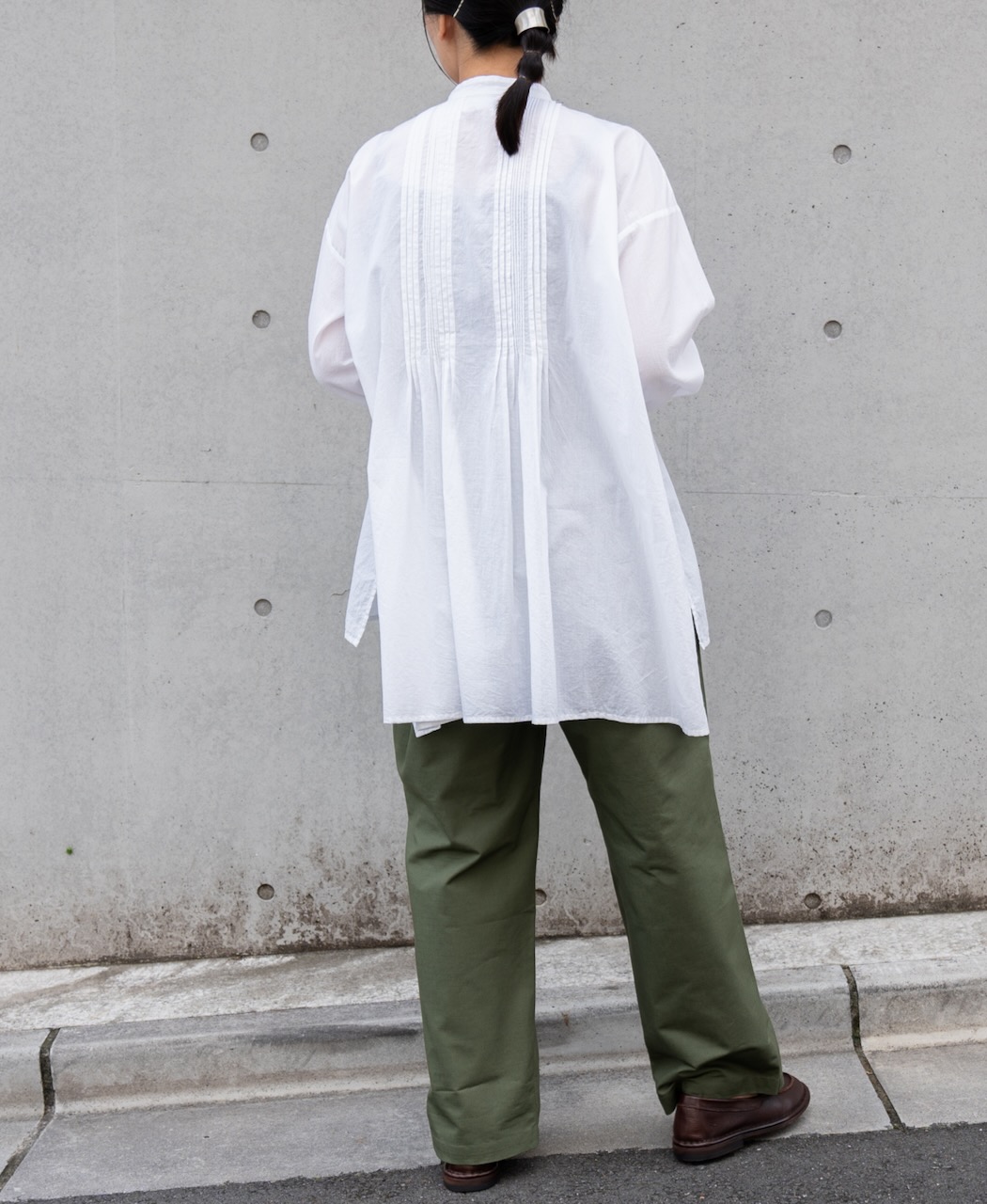 NSL23553 (シャツ) 60s CAMBRIC PLAIN BANDED COLLAR PINTUCK PULLOVER SHIRT