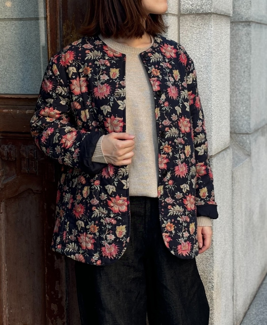 INSL24731(ジャケット) 60s CAMBRIC FLOWER PRINT NO COLLAR JACKET