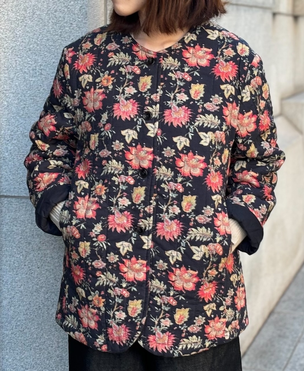 INSL24731(ジャケット) 60s CAMBRIC FLOWER PRINT NO COLLAR JACKET