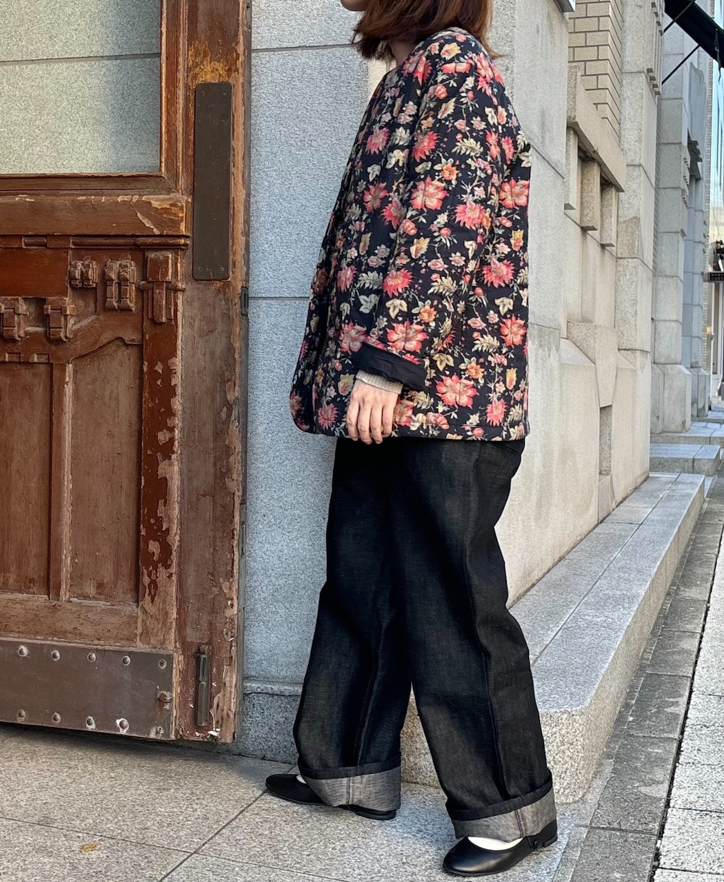 INSL24731(ジャケット) 60s CAMBRIC FLOWER PRINT NO COLLAR JACKET