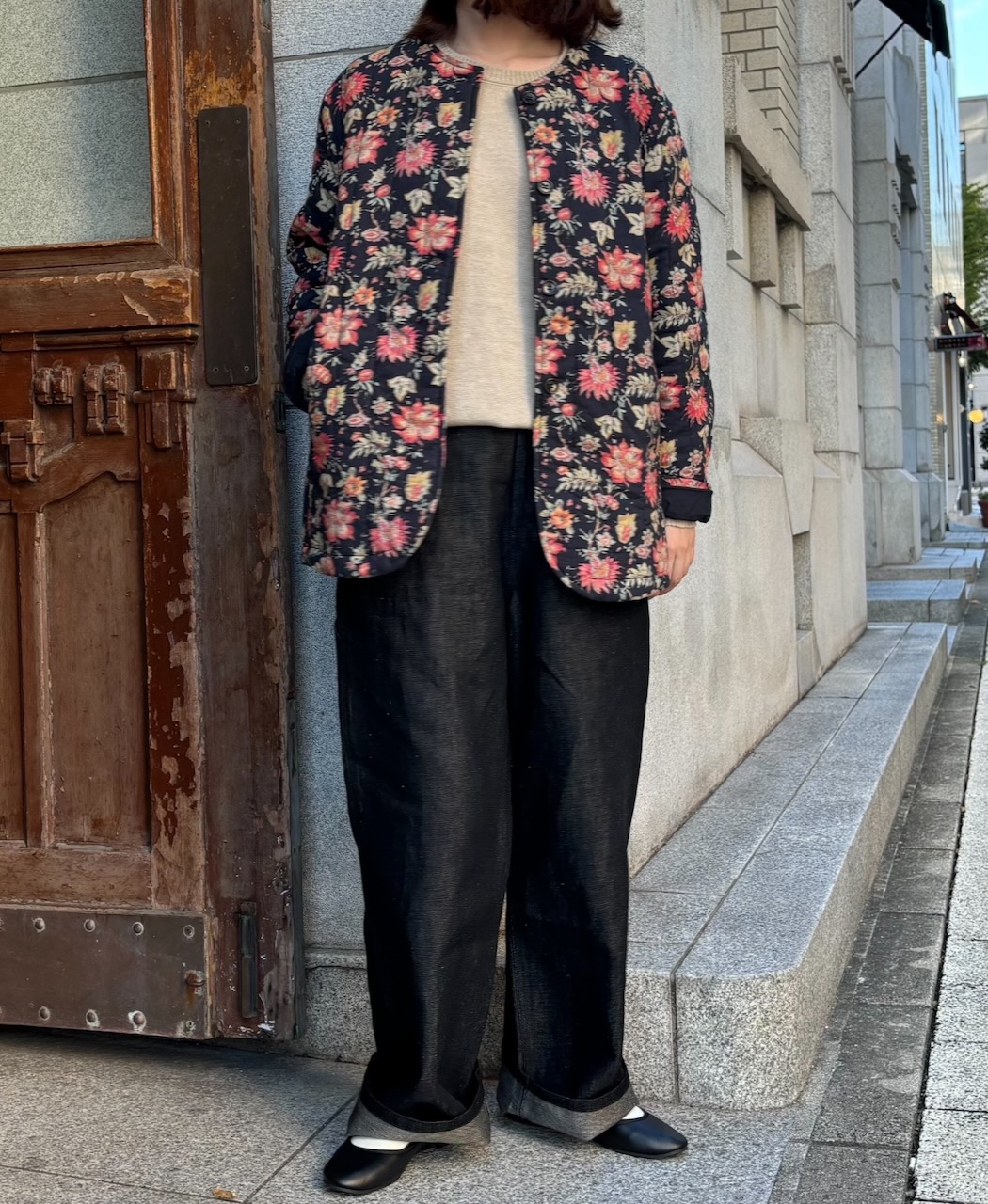 INSL24731(ジャケット) 60s CAMBRIC FLOWER PRINT NO COLLAR JACKET