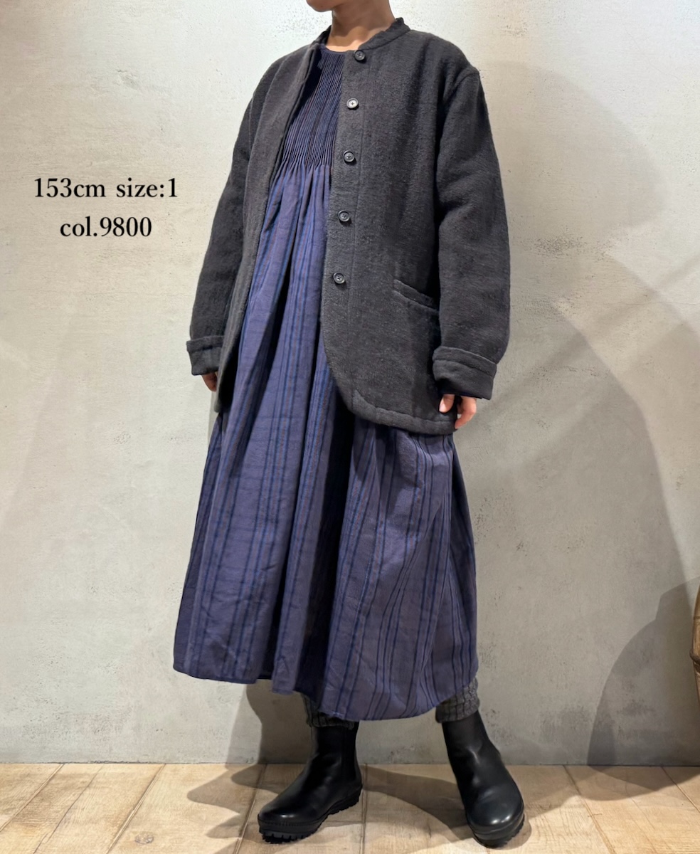 NMDS24551(ジャケット) WOOL/COTTON STAND COLLAR FLY FRONT JACKET