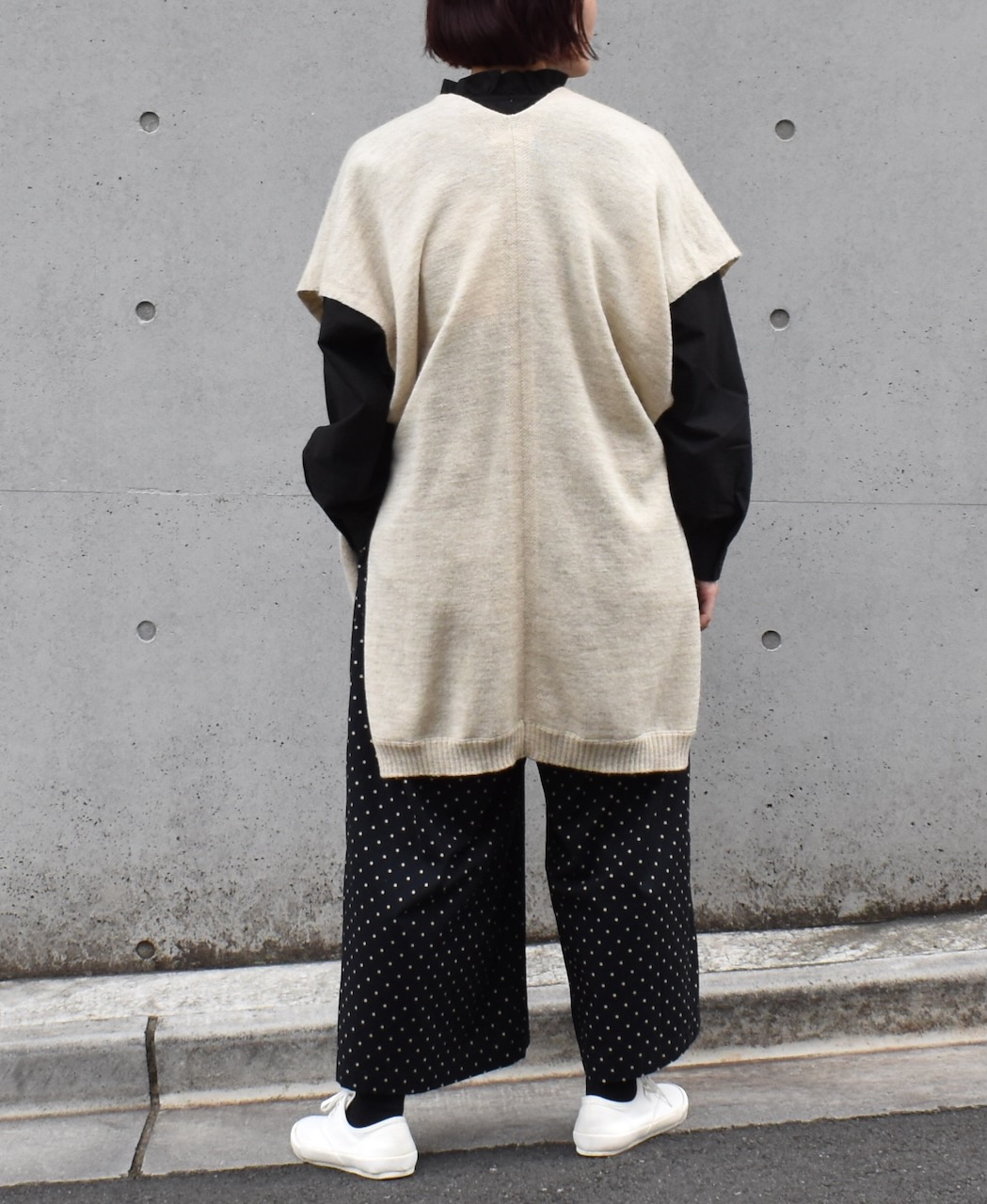 GNSL24524(ニット) 7GG 1PLY SHETLAND WOOL/LINEN CAPE WITH POCKET