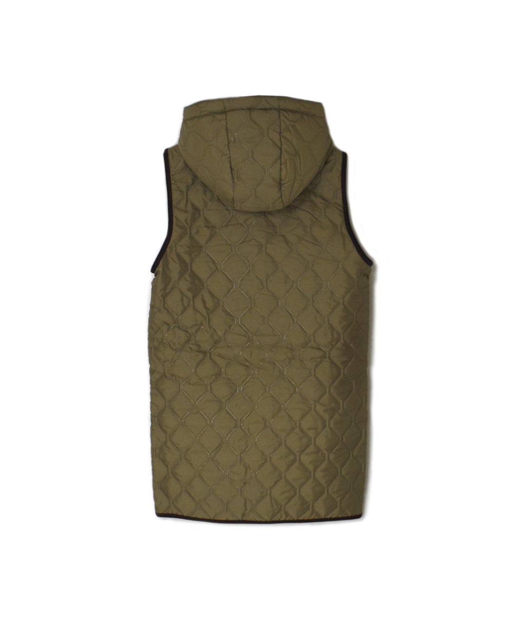 NAM2252(ベスト) PLAIN POLYESTER×FLEECE HEAT QUILT REVERSIBLE HIGH COLLAR HOODED LONG VEST