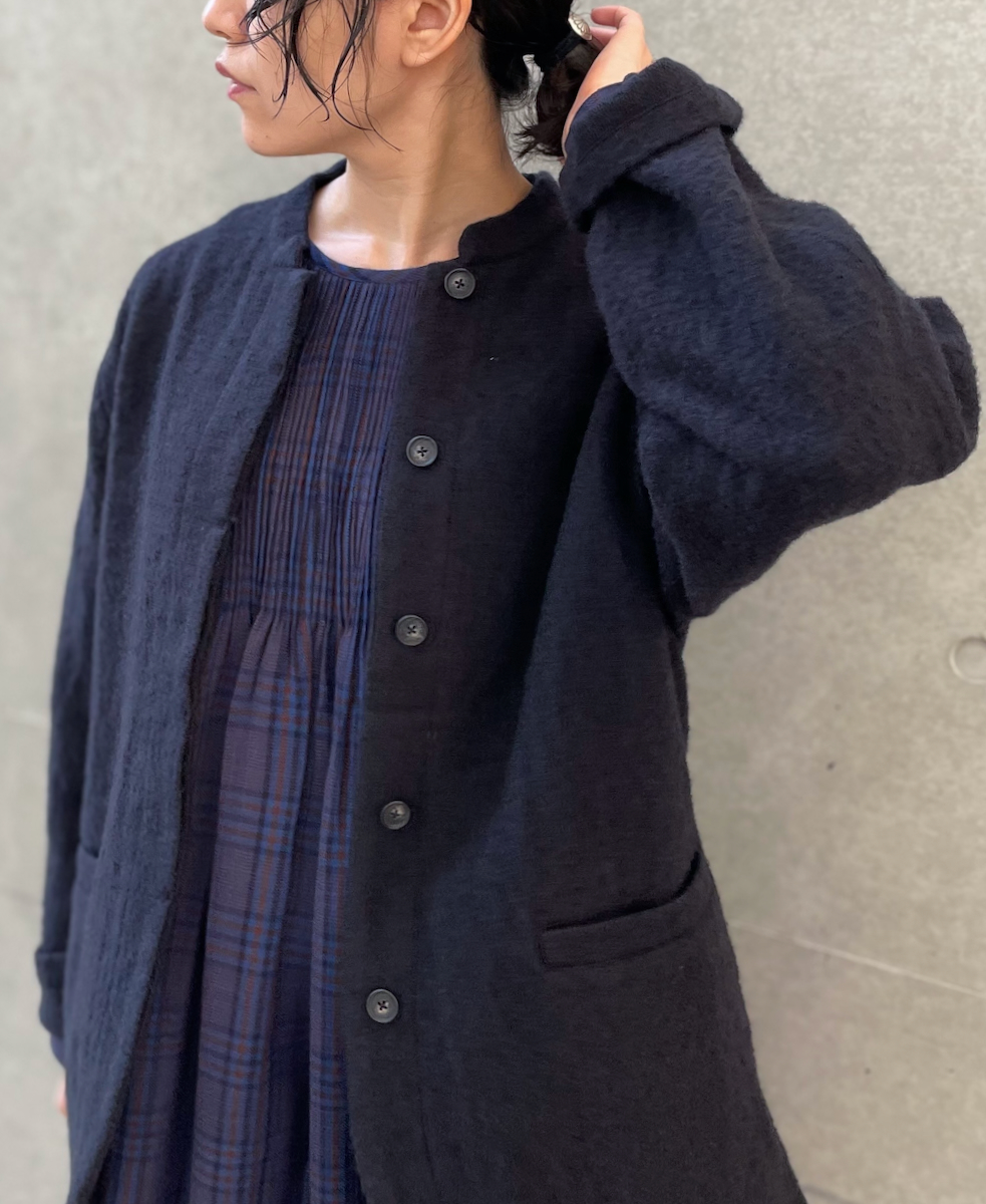 NMDS24551(ジャケット) WOOL/COTTON STAND COLLAR FLY FRONT JACKET