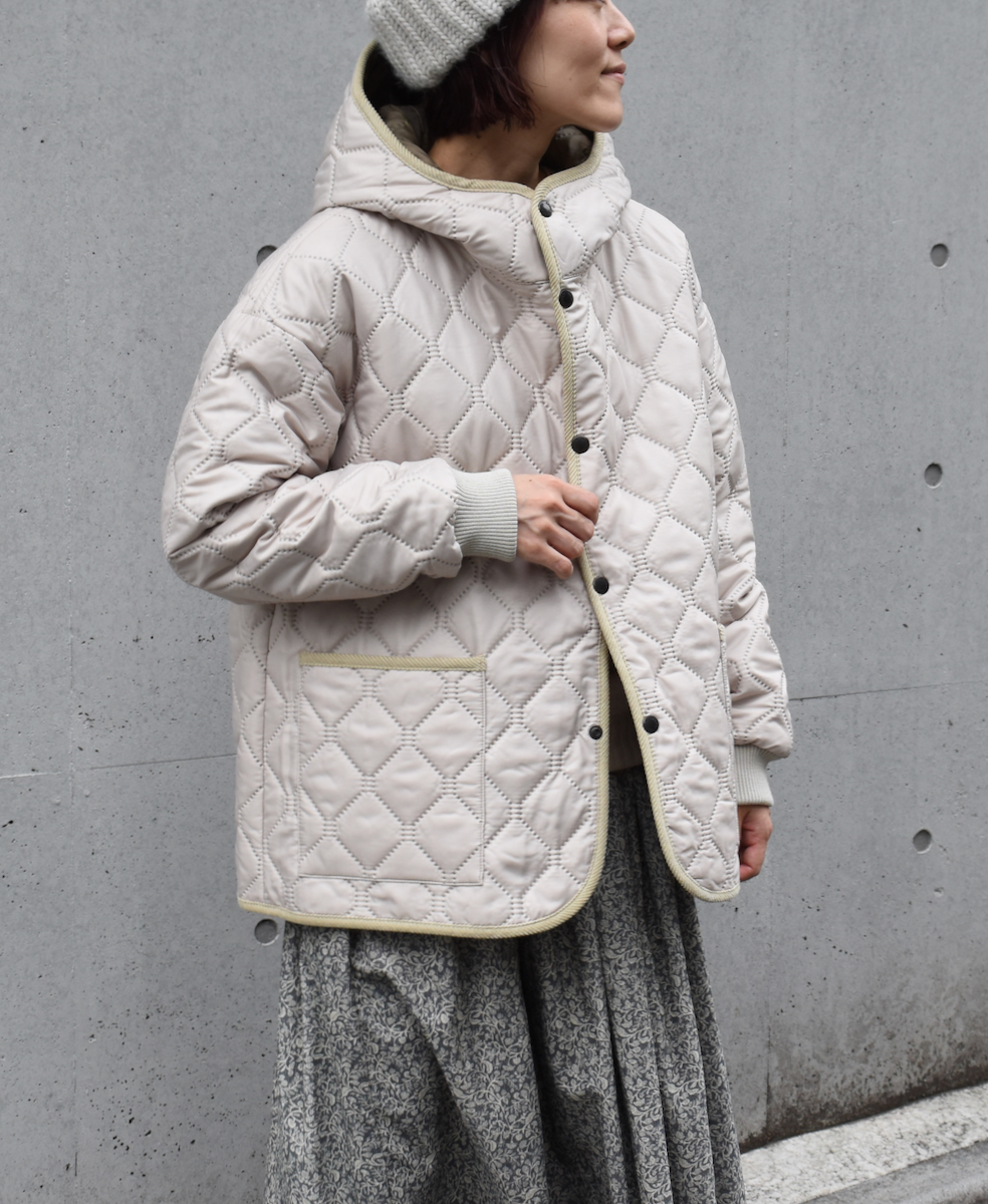 NAM2153PP (ジャケット) POLY×POLY HEAT QUILT OVERSIZED HOODED JACKET WITH RIBBED CUFF