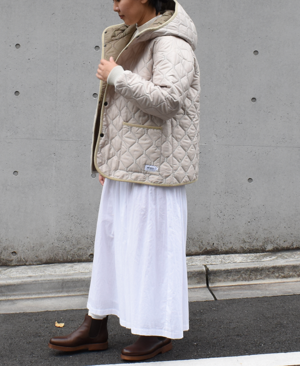 NAM2153PP (ジャケット) POLY×POLY HEAT QUILT OVERSIZED HOODED JACKET WITH RIBBED CUFF