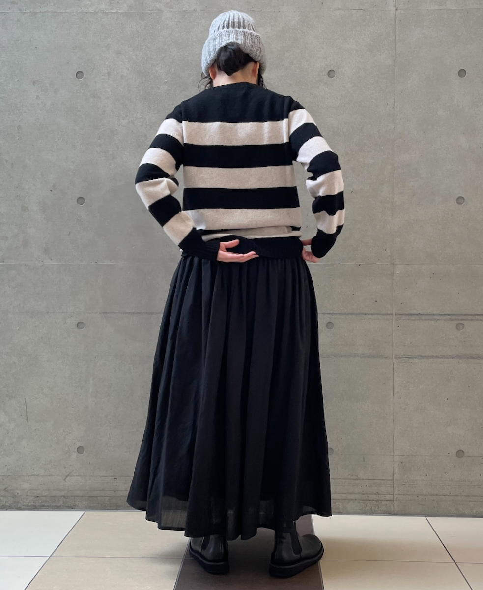 JNAMP2461(ニット) GEELONG LAMBSWOOL STRIPE CREW NECK SADDLE SHOULDER P/O