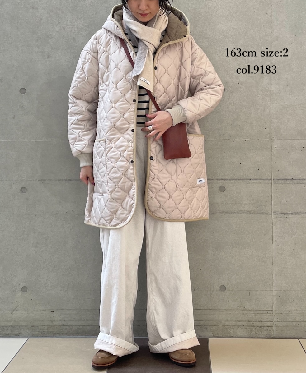 NAM2352PP (コート) POLY×POLY HEAT QUILT OVERSIZED HOODED MIDI COAT WITH RIBBED  CUFF│