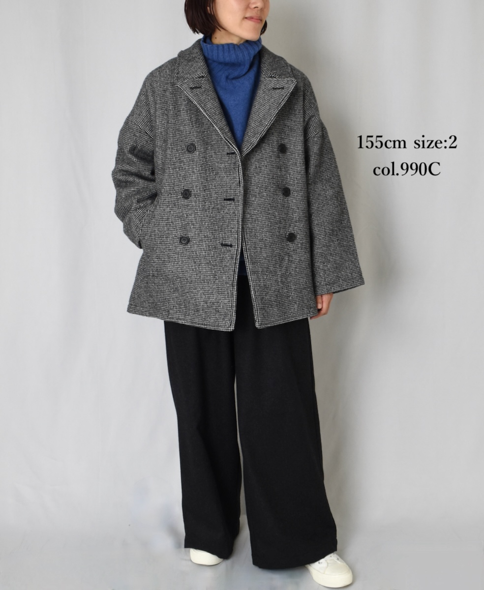 PNAM2352S(コート) MELTON OVER SIZED PEA COAT WITH LINING