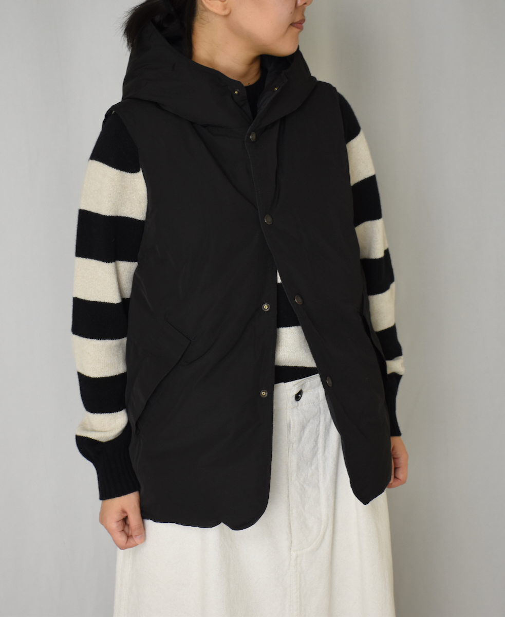 NAM2461(ベスト) POLY×COTTON REVERSIBLE DOWN SNAP FRONT HOODED VEST