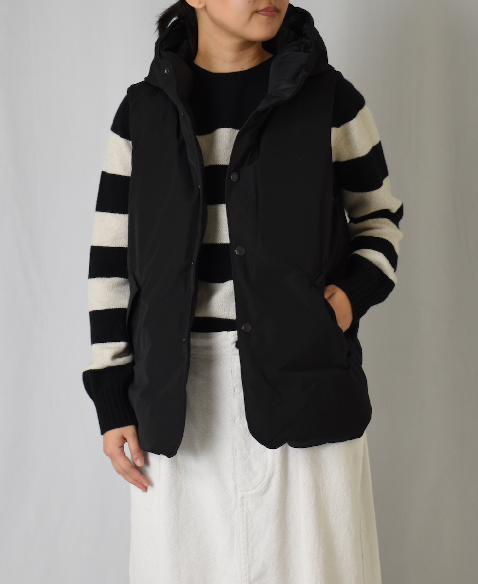 NAM2461(ベスト) POLY×COTTON REVERSIBLE DOWN SNAP FRONT HOODED VEST