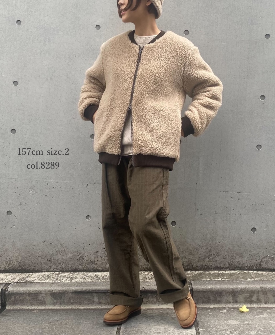 ADNAM2453(ジャケット) ZIP-UP FLEECE RIB COLLAR JACKET