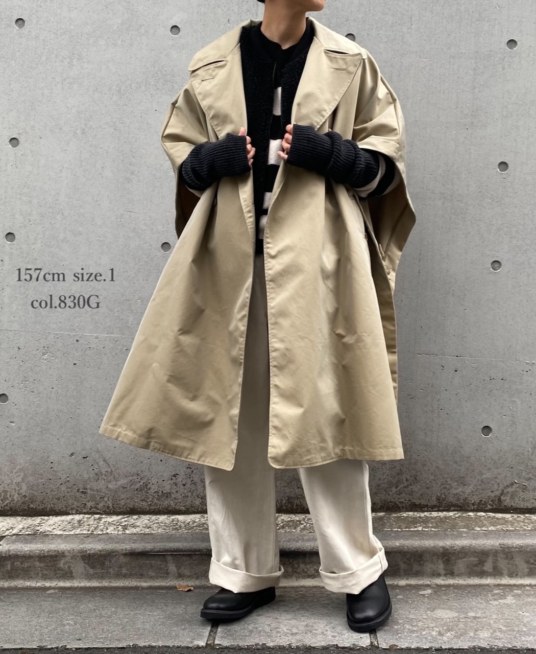 NMPA2451GV(ケープ) GABARDINE COTTON DOUBLE BREASTED CAPE