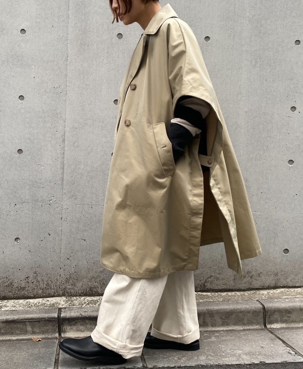 NMPA2451GV(ケープ) GABARDINE COTTON DOUBLE BREASTED CAPE