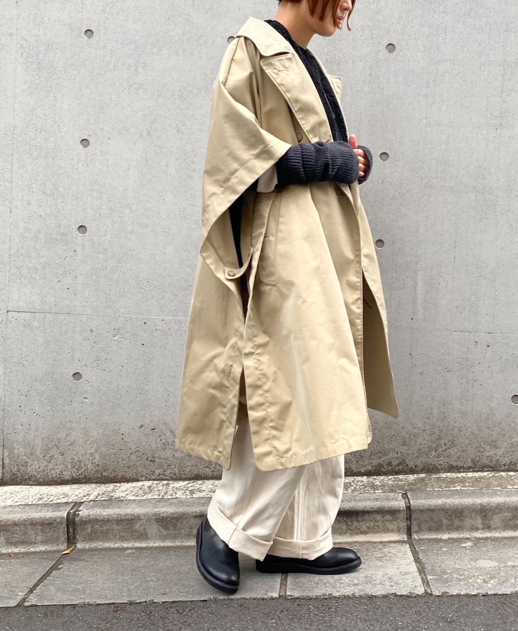 NMPA2451GV(ケープ) GABARDINE COTTON DOUBLE BREASTED CAPE