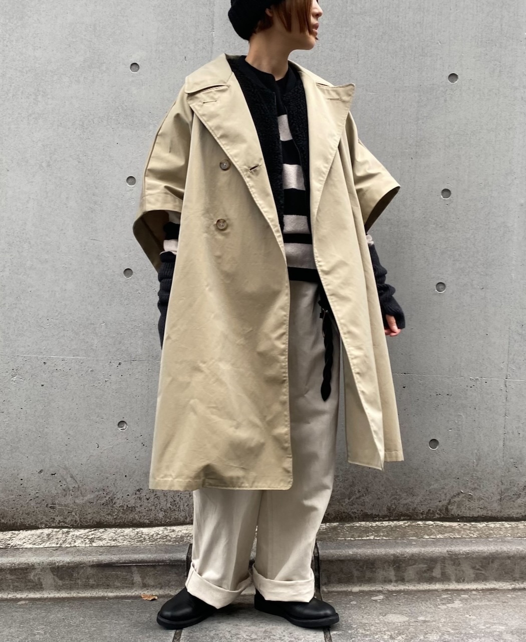 NMPA2451GV(ケープ) GABARDINE COTTON DOUBLE BREASTED CAPE