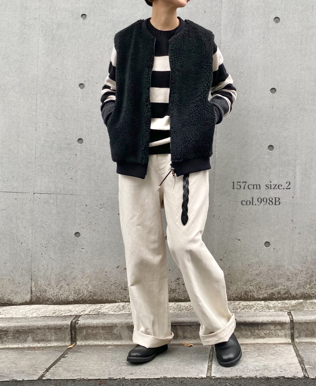 JNAMP2461(ニット) GEELONG LAMBSWOOL STRIPE CREW NECK SADDLE SHOULDER P/O