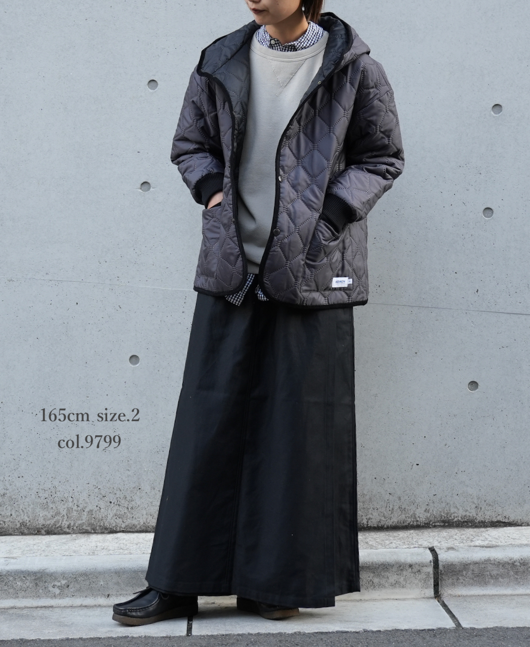 NAM2153PP (ジャケット) POLY×POLY HEAT QUILT OVERSIZED HOODED JACKET WITH RIBBED CUFF