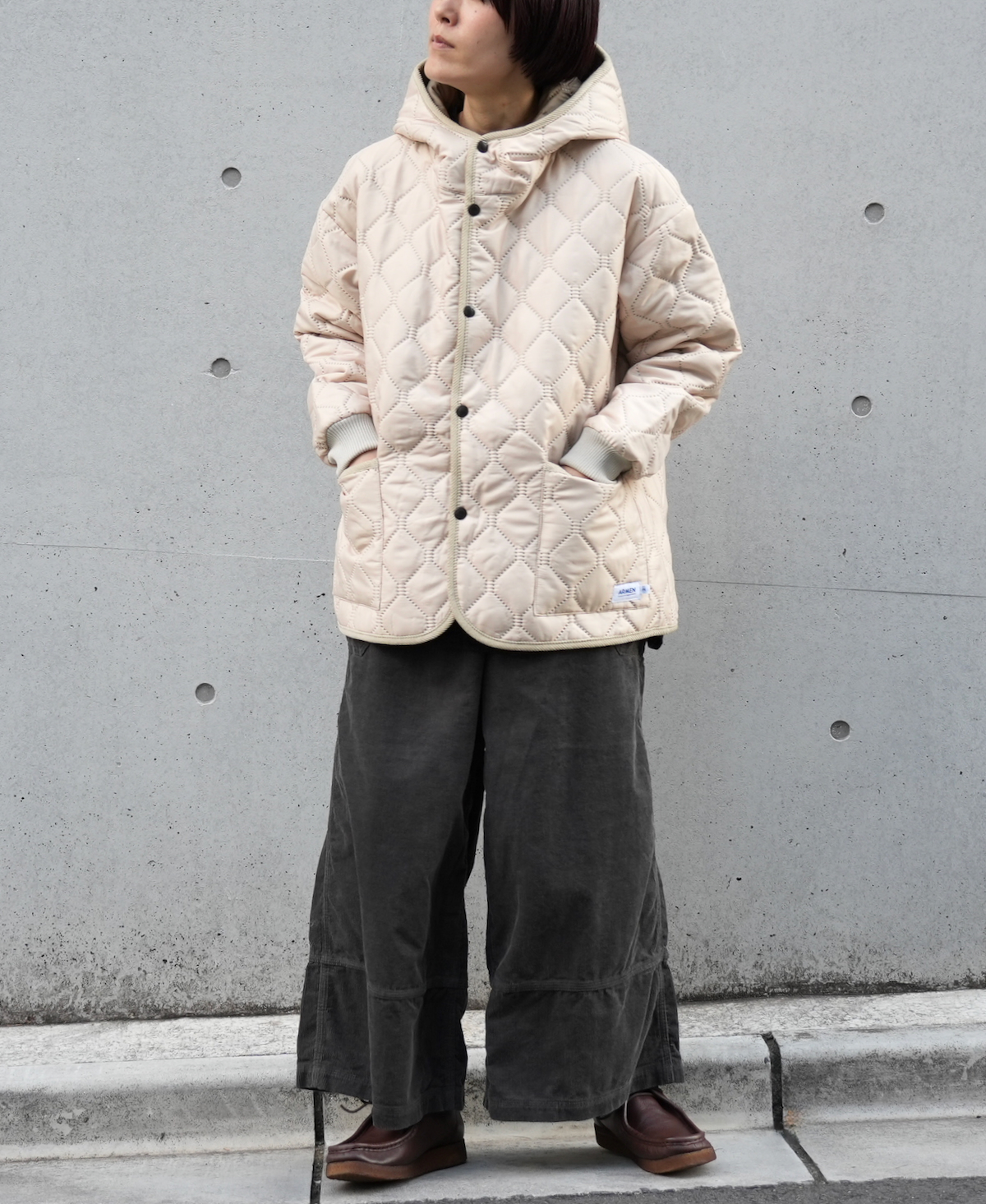 NAM2153PP (ジャケット) POLY×POLY HEAT QUILT OVERSIZED HOODED JACKET WITH RIBBED CUFF