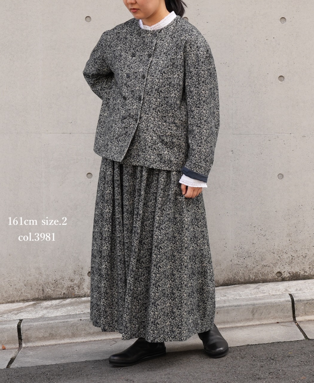 NSL24531(ジャケット) CORDUROY FLOWER PRINT NO COLLAR DOUBLE JACKET