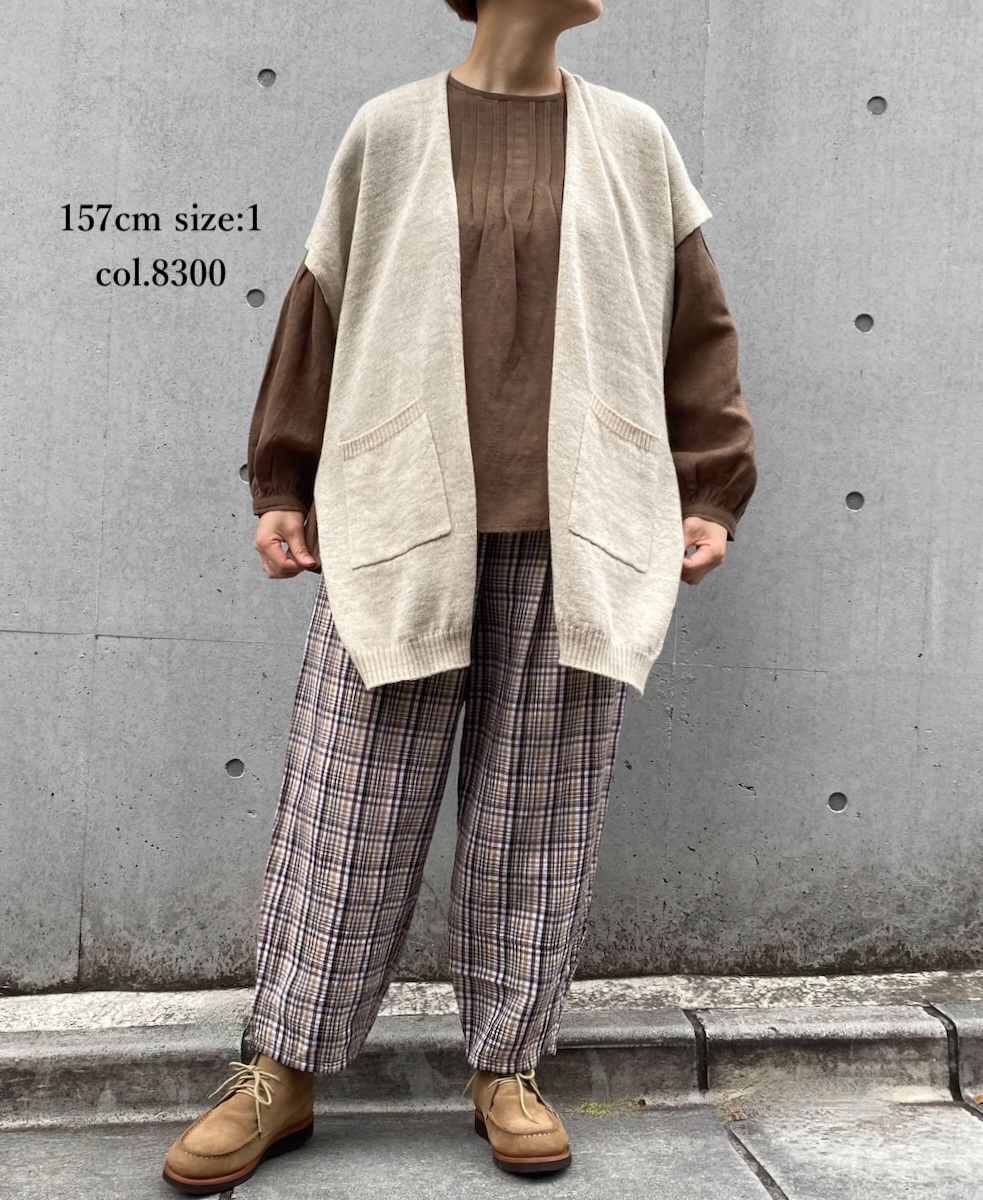 INSL24702(シャツ) WOOL/LINEN PLAIN CREW NECK L/SL SHIRT WITH PINTUCK