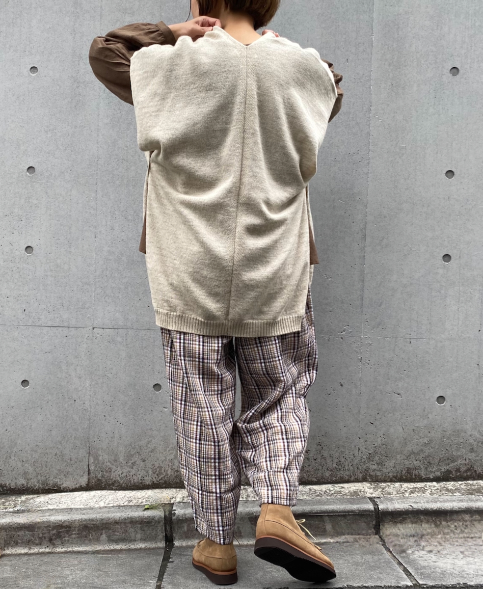 GNSL24524(ニット) 7GG 1PLY SHETLAND WOOL/LINEN CAPE WITH POCKET