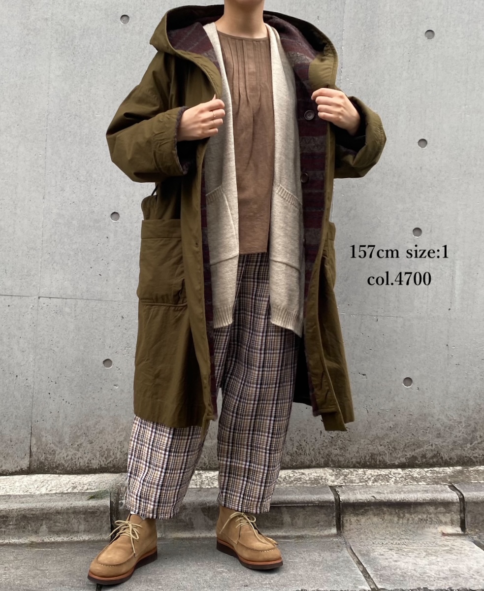 NSL24522(コート) 40s POPLIN PLAIN REVERSIBLE HOODED LONG COAT WITH BELT