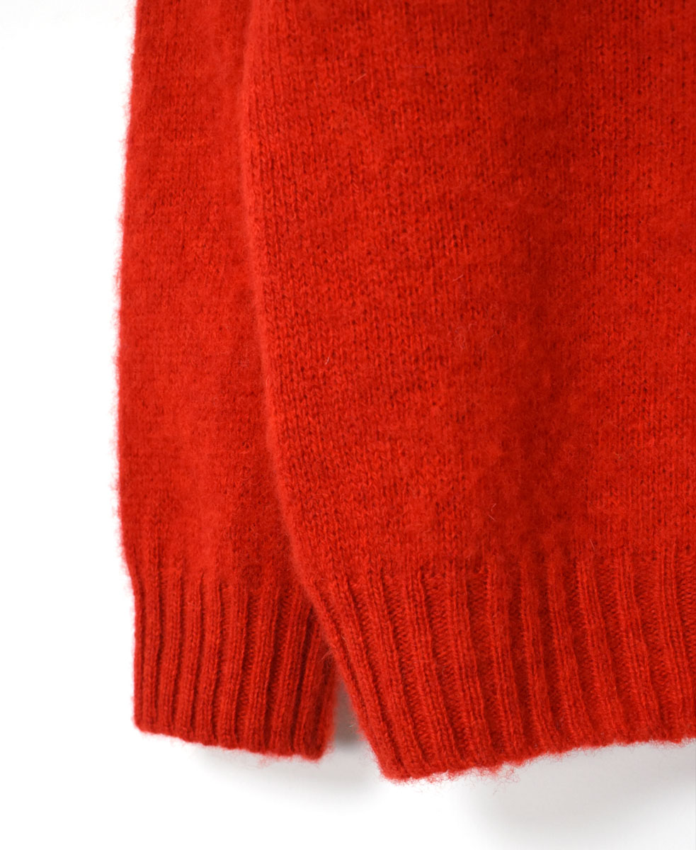 NJT1051(ニット) SHETLAND WOOL PLAIN HEAVY BRUSH SEAM FREE CREW-NECK SADDLE SHOULDER PULLOVER