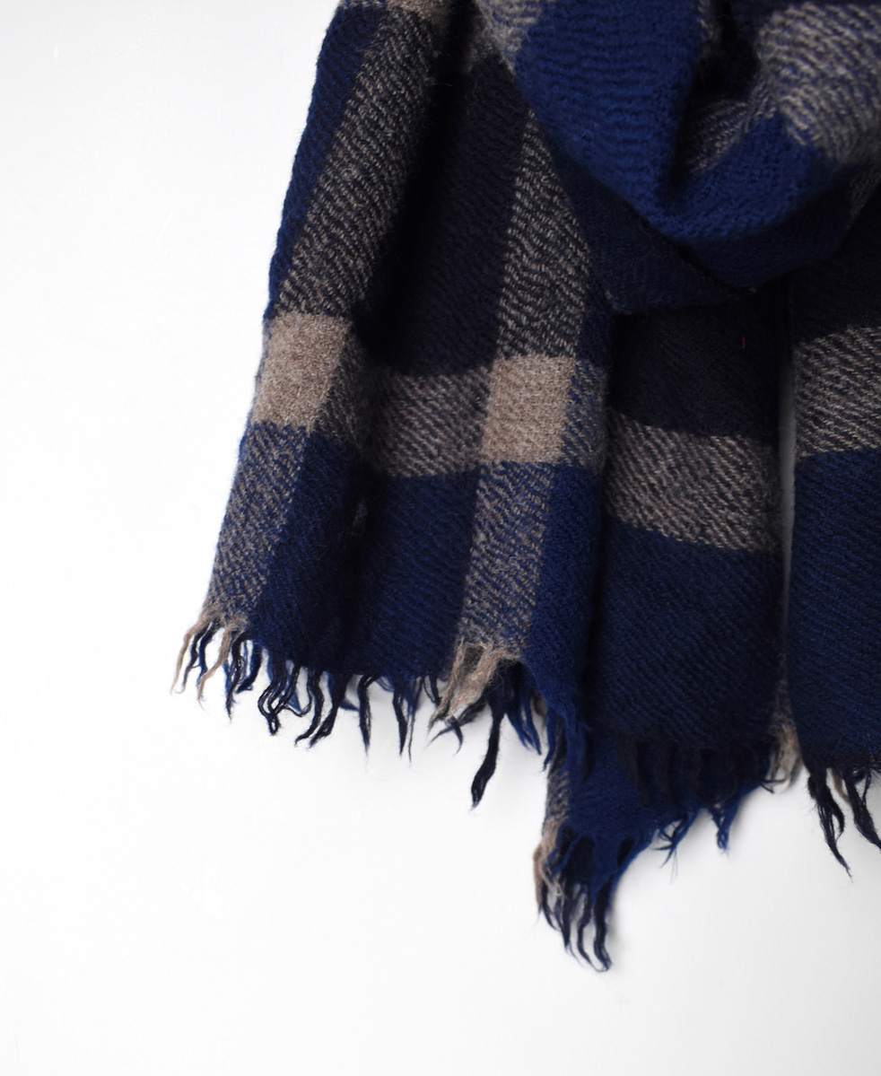 NSL18601 (ストール) BOILED WOOL BIG CHECK STOLE