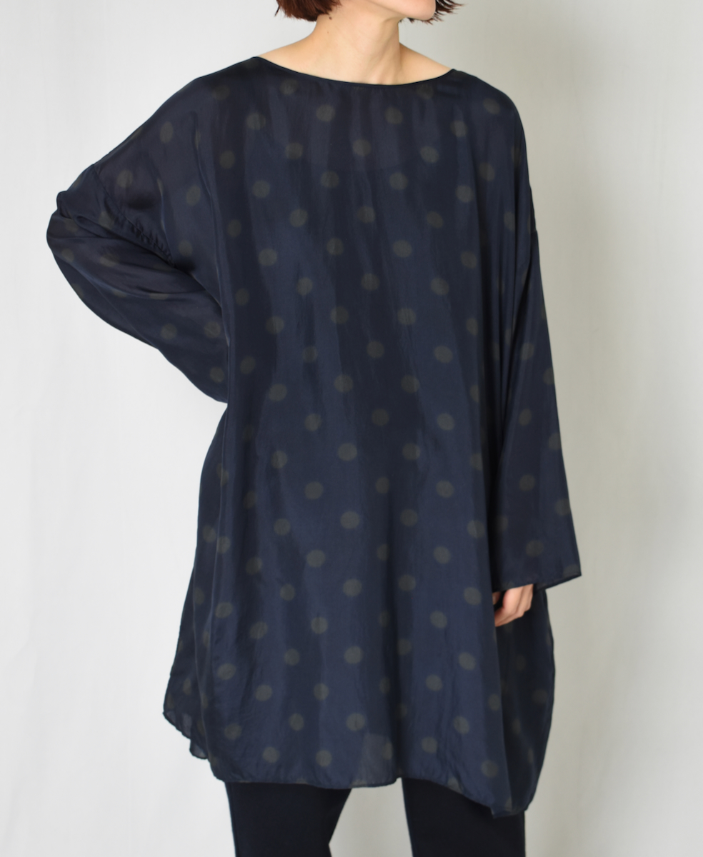 NMDS24521P(チュニック) BANGALORE SILK DOT PRINT DROP SHOULDER TUNIC