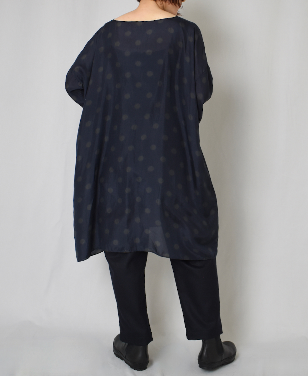 NMDS24521P(チュニック) BANGALORE SILK DOT PRINT DROP SHOULDER TUNIC