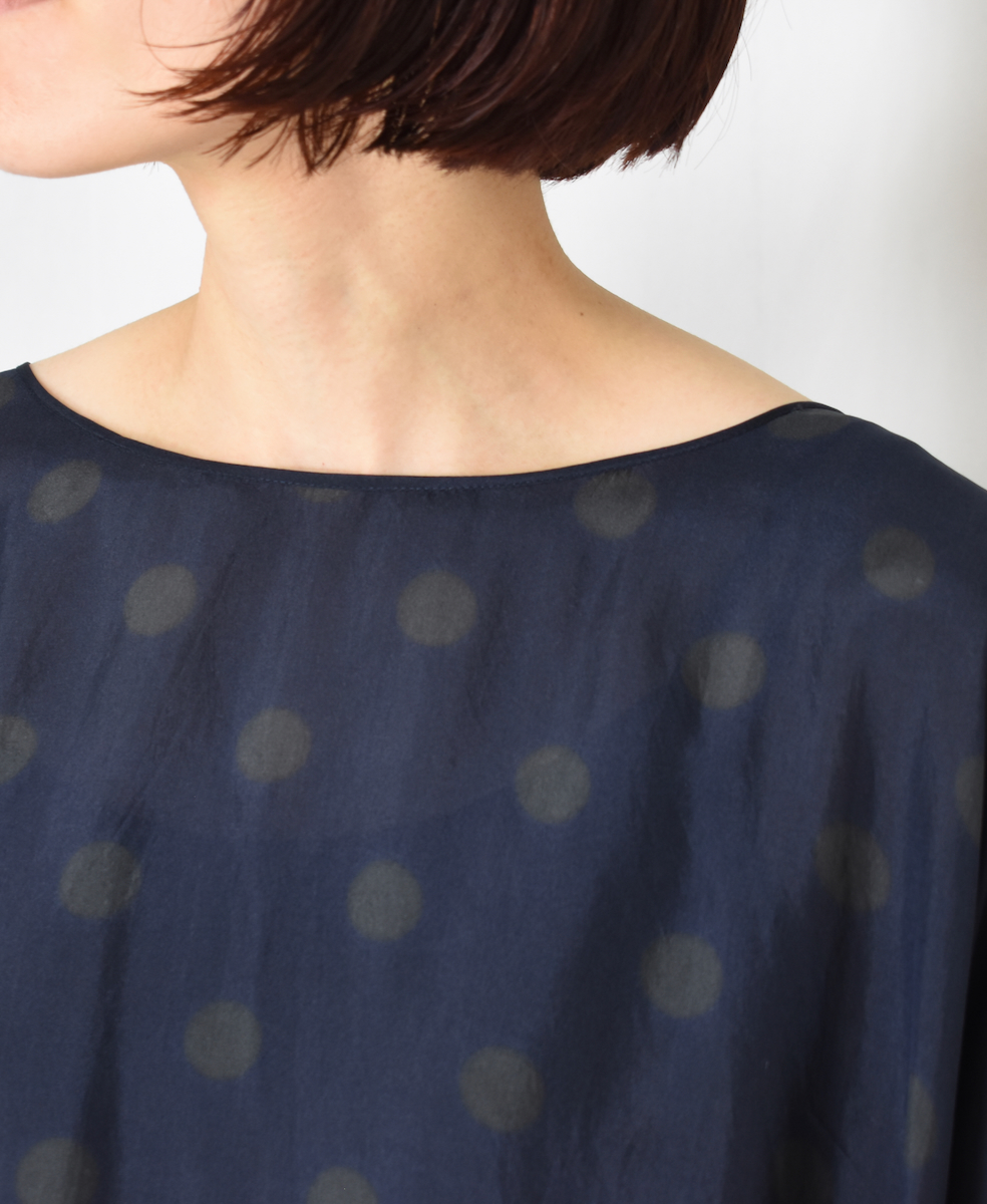 NMDS24521P(チュニック) BANGALORE SILK DOT PRINT DROP SHOULDER TUNIC