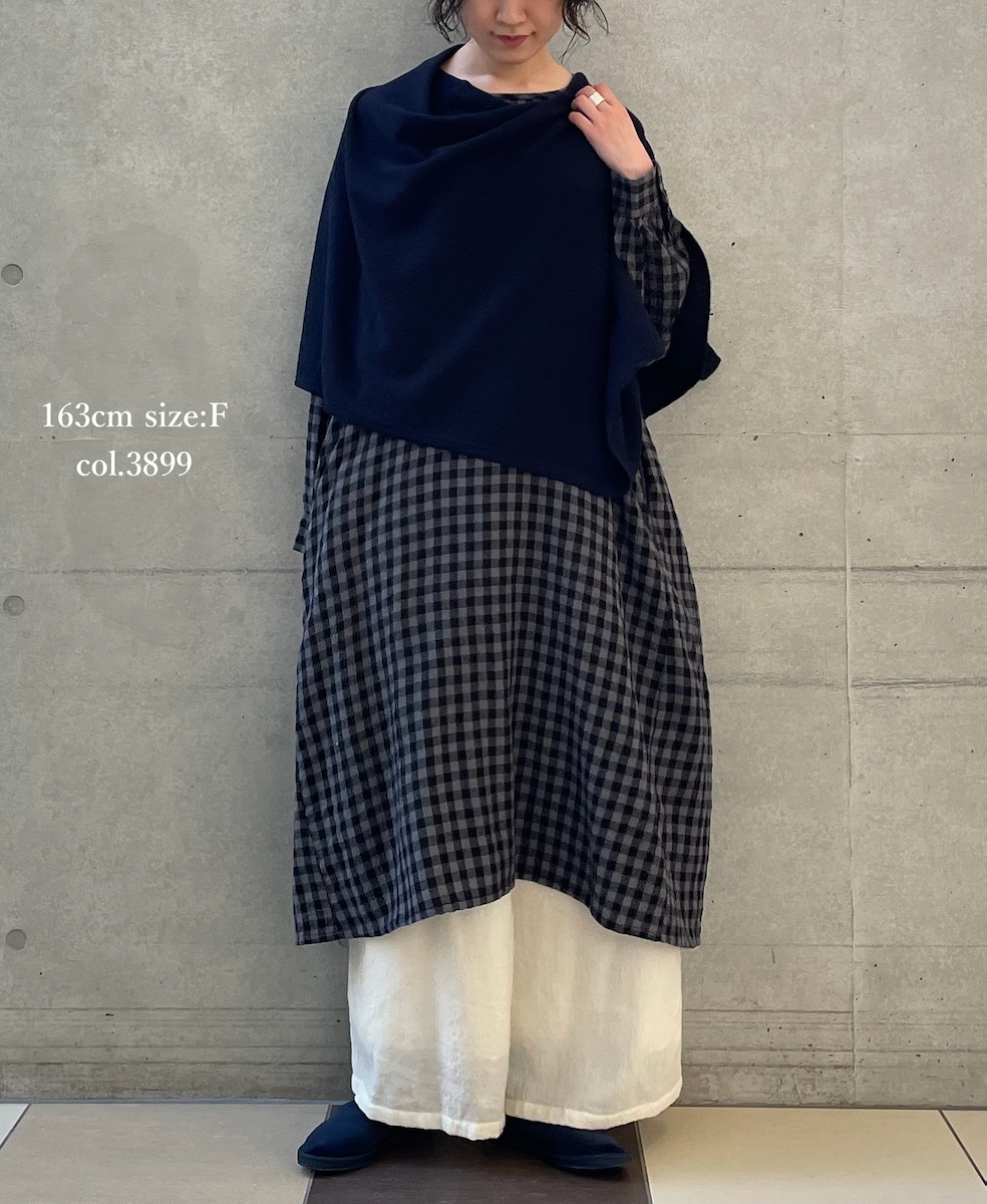 CNMDS1771P(ポンチョ) 12GG WOOL CASHMERE PLAIN PONCHO