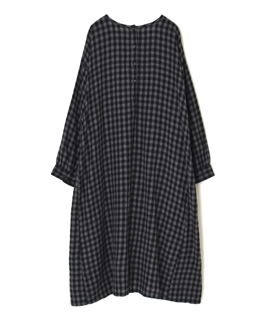 NMDS24575(ワンピース) BOILED WOOL GINGHAM CHECK CREW NECK DRESS