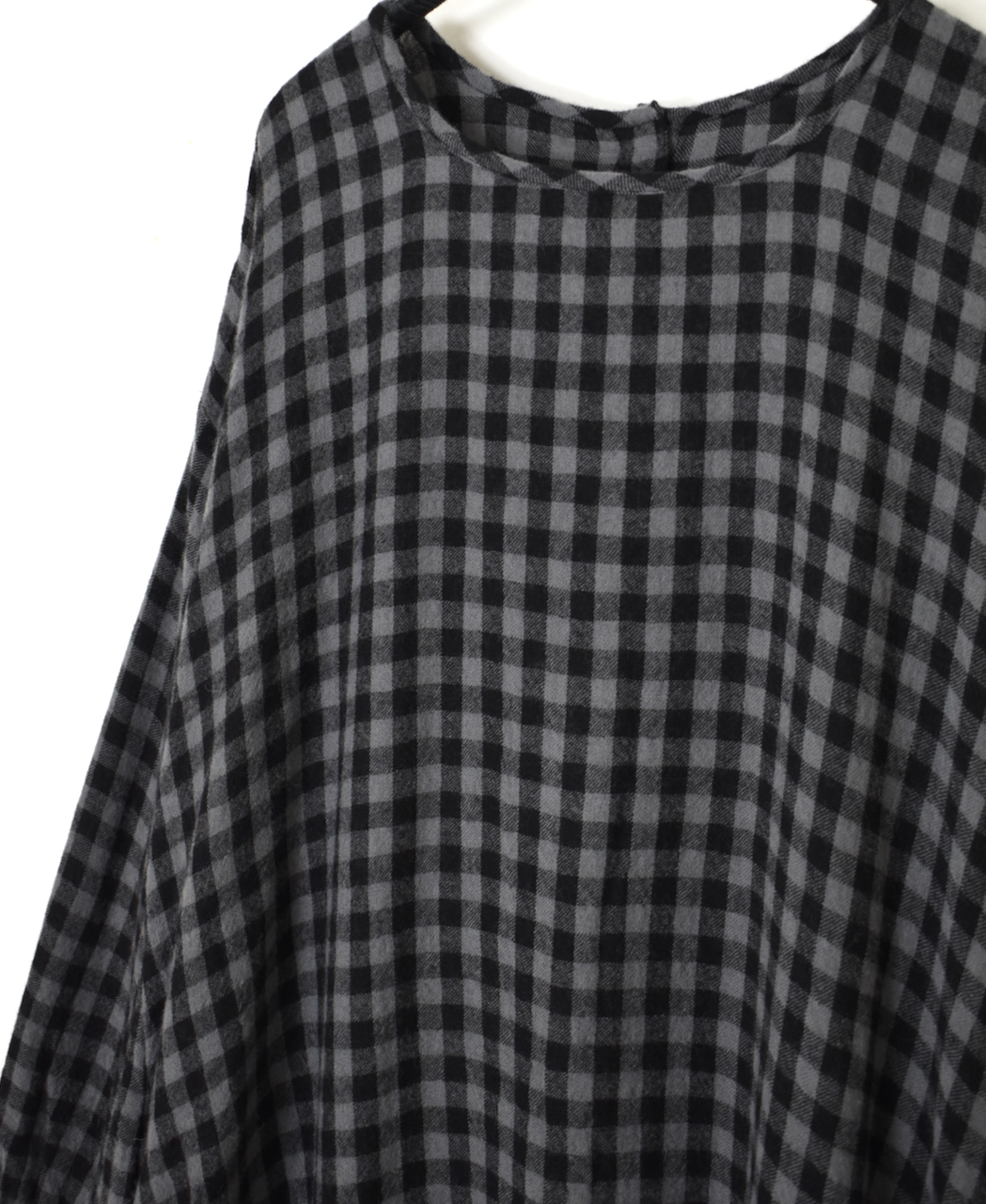 NMDS24575(ワンピース) BOILED WOOL GINGHAM CHECK CREW NECK DRESS